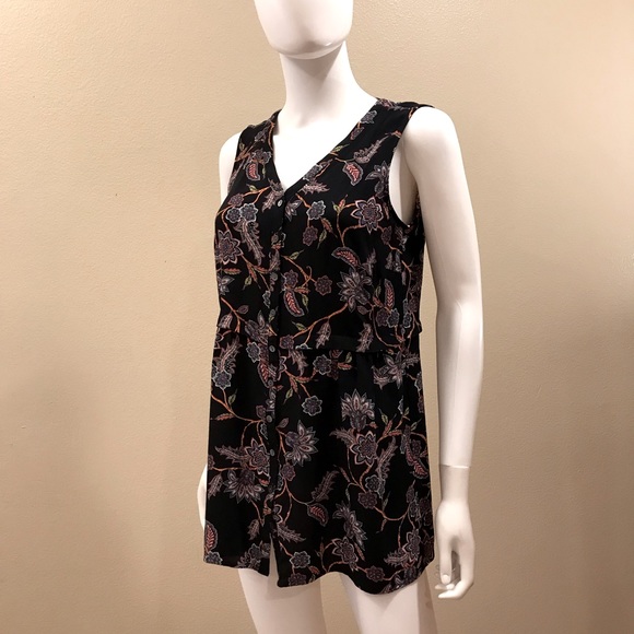 J Jill Sleeveless Tunic Top Womens Size XS Relaxed Fit Shirred Waist Button Up - Picture 6 of 14